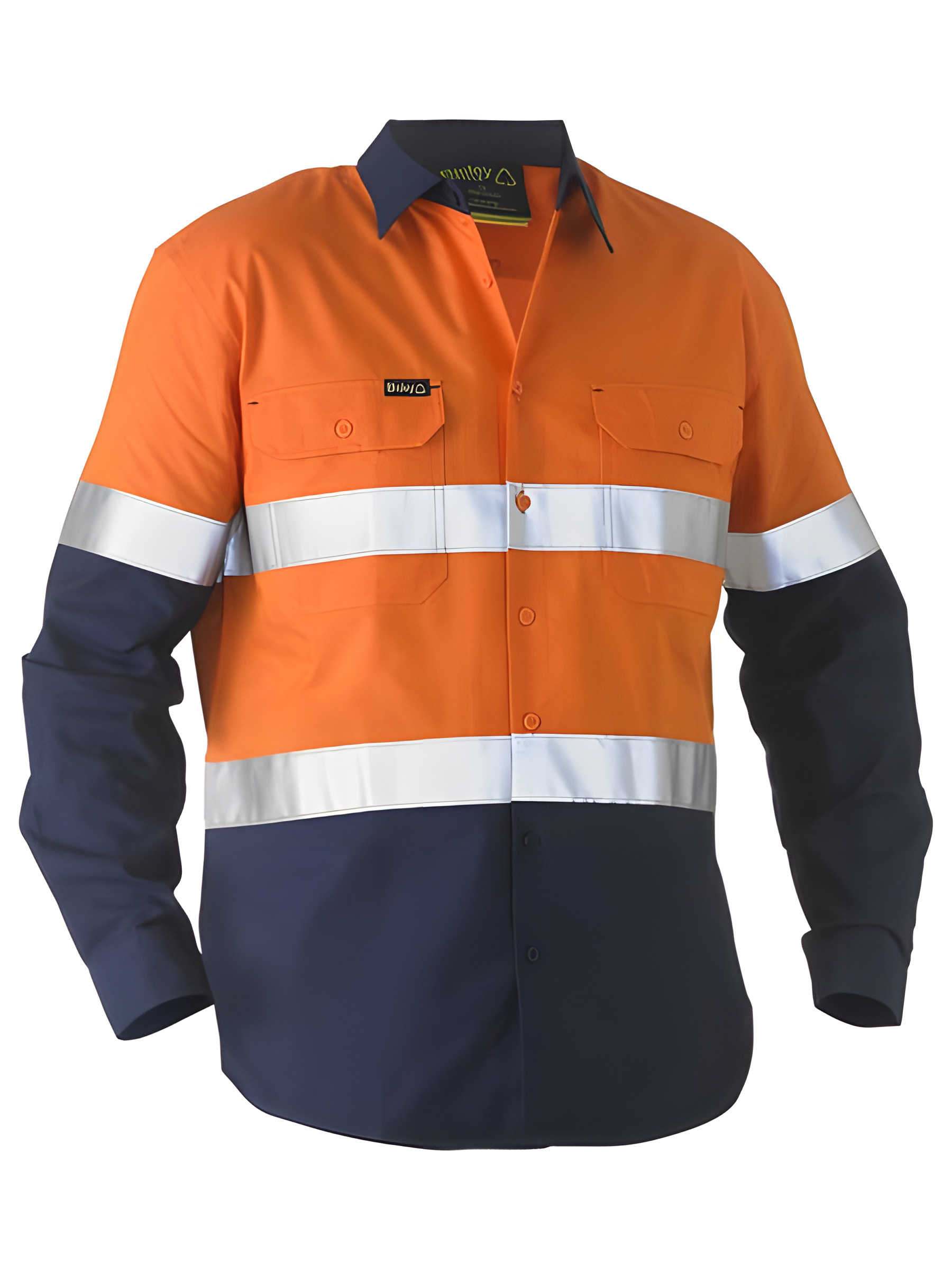 Bisley Recycle Taped Two Tone Hi Vis Drill Shirt illustration